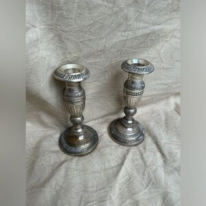 ANTIQUE CANDLESTICK CANDLE HOLDER SET